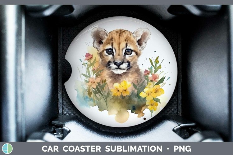 Wild Cats Puma Concolor Car Coaster Sublimation Coaster Desi example image 1