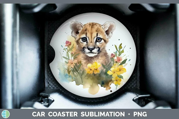 Wild Cats Puma Concolor Car Coaster Sublimation Coaster Desi