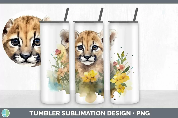 Wild Cats Puma Concolor Tumbler Sublimation 20 oz Skinny Tum