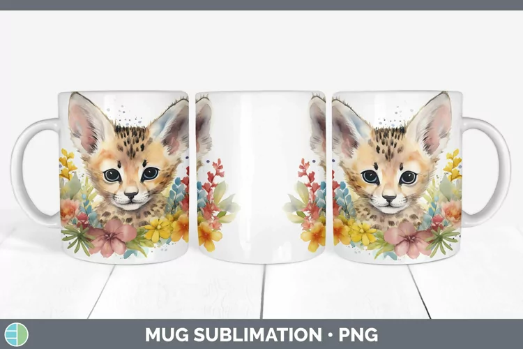 Wild Cats Serval Cat Mug Wrap Sublimation Coffee Cup Designs