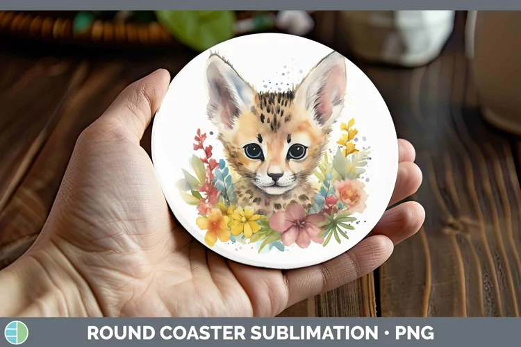 Wild Cats Serval Cat Round Coaster Sublimation Coaster Desig