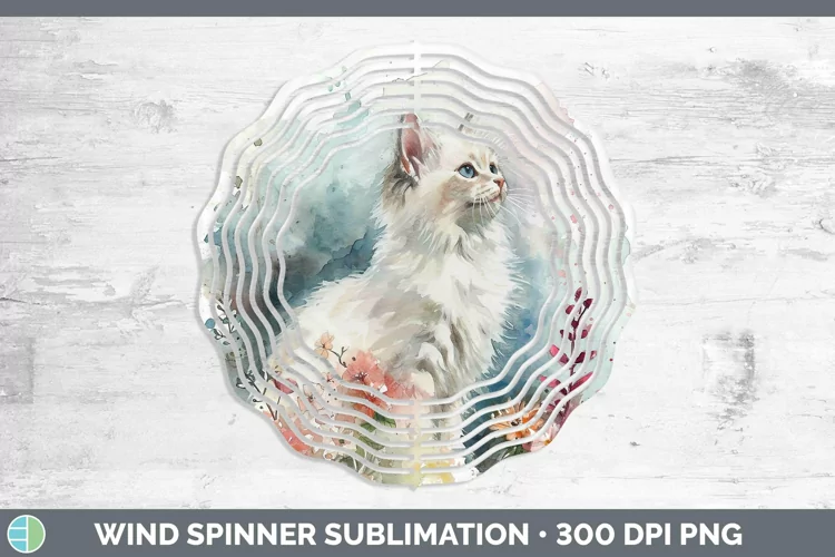 Boho Cat Angora Cat Wind Spinner Sublimation Spinner Designs
