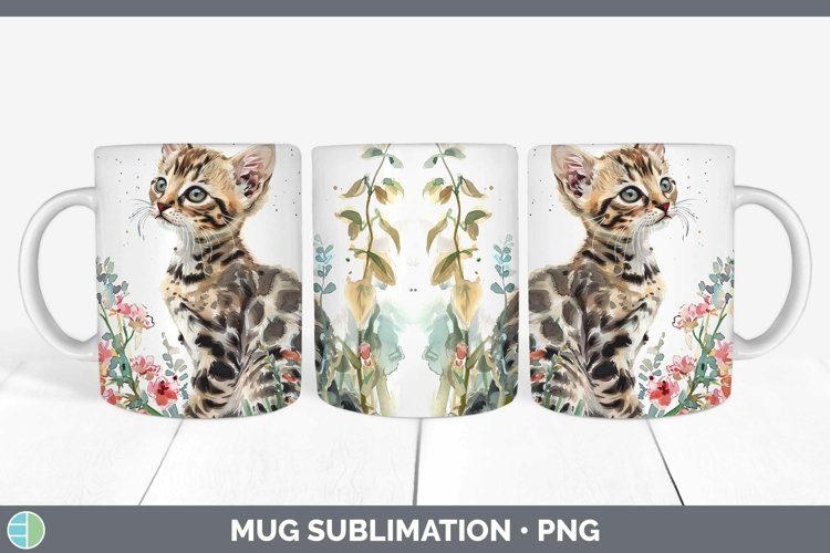 Boho Cat Bengal Cat Mug Wrap Sublimation Coffee Cup Designs