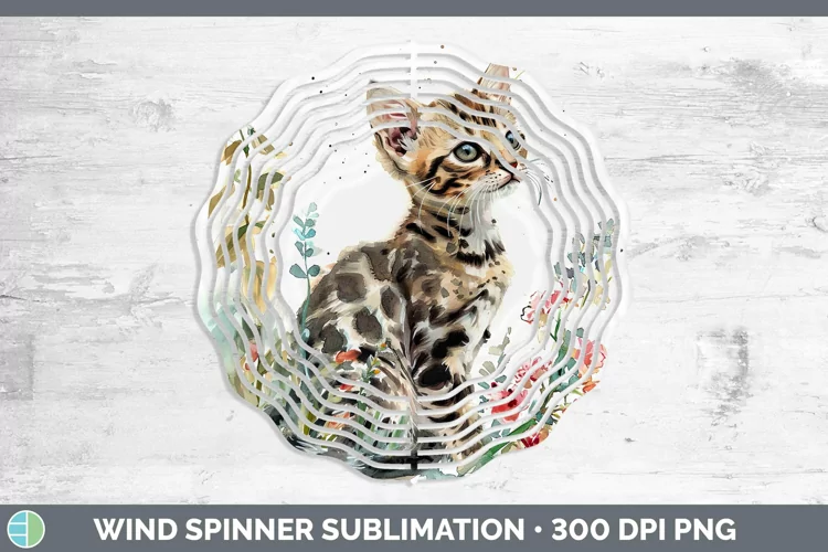 Boho Cat Bengal Cat Wind Spinner Sublimation Spinner Designs