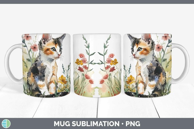 Boho Cat Calico Cat Mug Wrap Sublimation Coffee Cup Designs example image 1