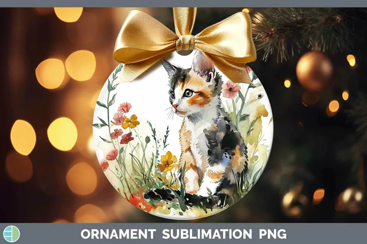 Boho Cat Calico Cat Ornament Sublimation Bauble Designs