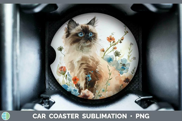 Boho Cat Himalayan Cat Car Coaster Sublimation Coaster Desig