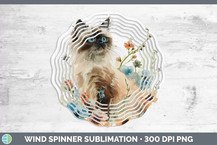 Boho Cat Himalayan Cat Wind Spinner Sublimation Spinner Desi