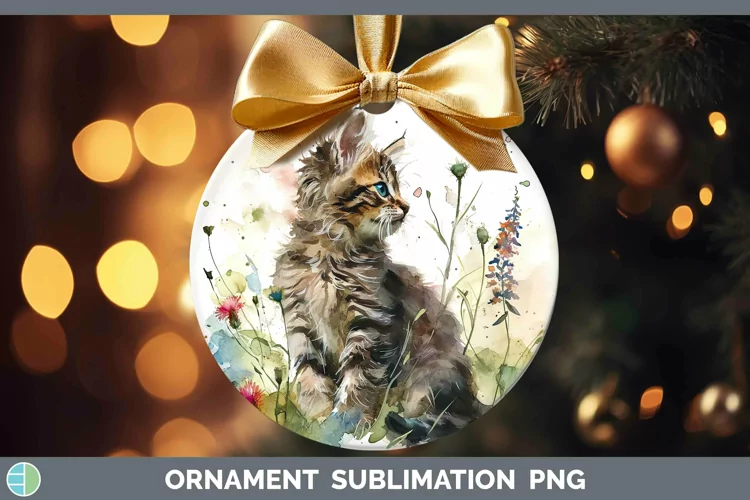 Boho Cat Maine Coon Cat Ornament Sublimation Bauble Designs