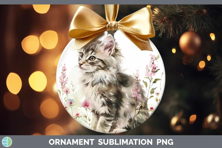 Boho Cat Norwegian Forest Cat Ornament Sublimation Bauble De