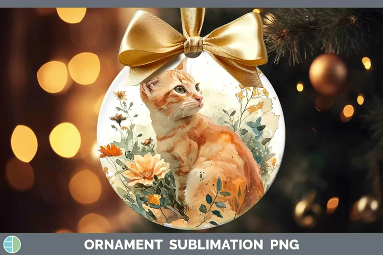 Boho Cat Orange Cat Ornament Sublimation Bauble Designs