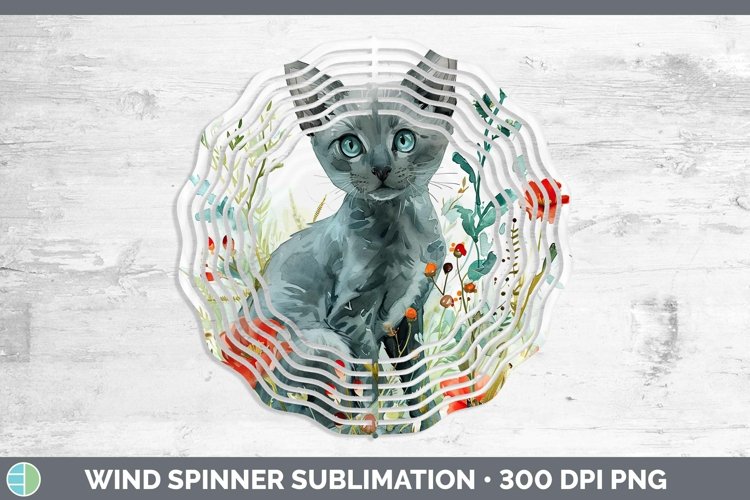 Boho Cat Russian Blue Cat Wind Spinner Sublimation Spinner D example image 1