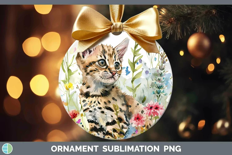 Boho Cat Savannah Cat Ornament Sublimation Bauble Designs
