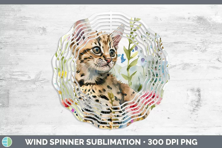 Boho Cat Savannah Cat Wind Spinner Sublimation Spinner Desig