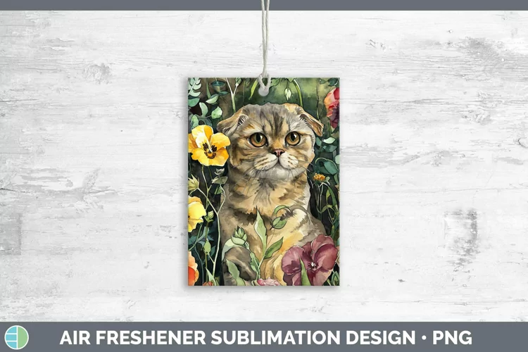 Boho Cat Scottish Fold Cat Air Freshener Sublimation Car Fre