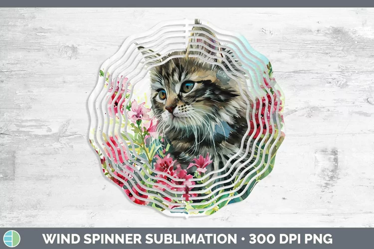 Boho Cat Siberian Cat Wind Spinner Sublimation Spinner Desig