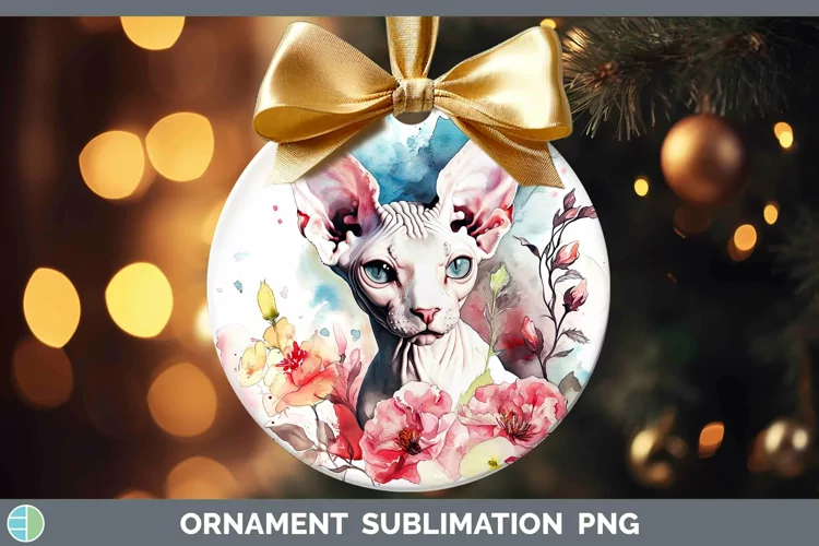 Boho Cat Sphynx Cat Ornament Sublimation Bauble Designs