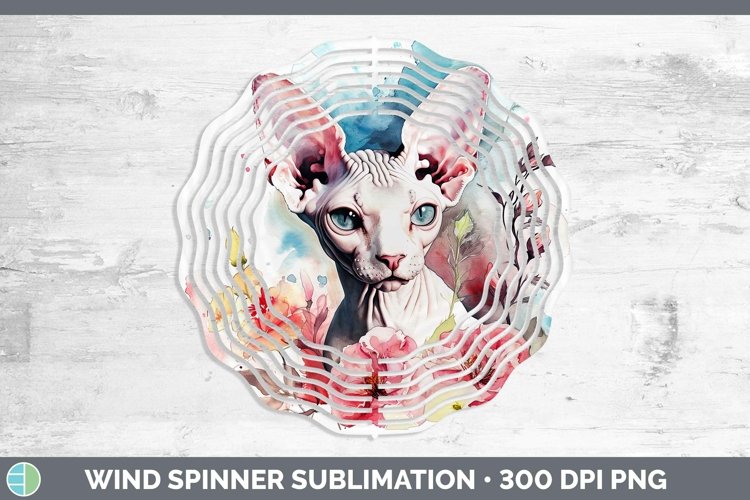 Boho Cat Sphynx Cat Wind Spinner Sublimation Spinner Designs example image 1