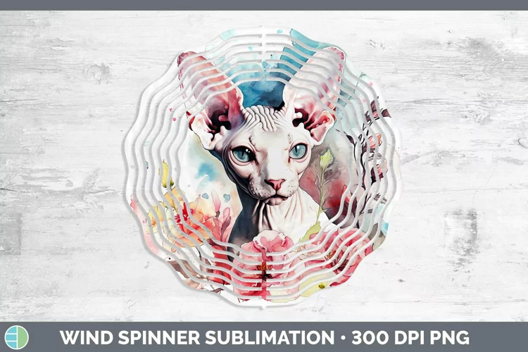 Boho Cat Sphynx Cat Wind Spinner Sublimation Spinner Designs