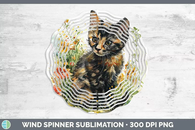 Boho Cat Tortoiseshell Cat Wind Spinner Sublimation Spinner