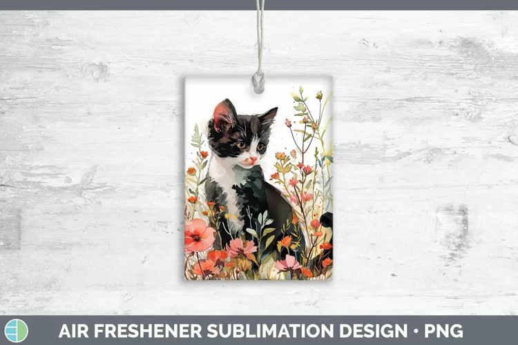 Boho Cat Tuxedo Cat Air Freshener Sublimation Car Freshener