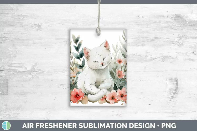 Boho Cat White Cat Air Freshener Sublimation Car Freshener D