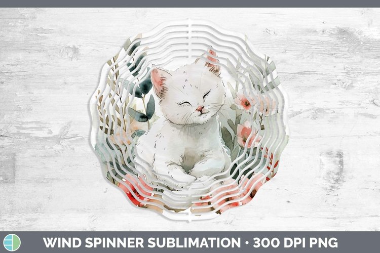 Boho Cat White Cat Wind Spinner Sublimation Spinner Designs