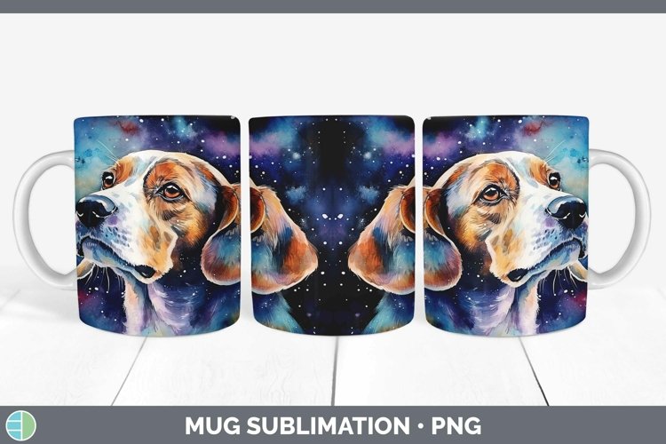 Galaxy Beagle Dog Mug Wrap | Sublimation Coffee Cup Designs