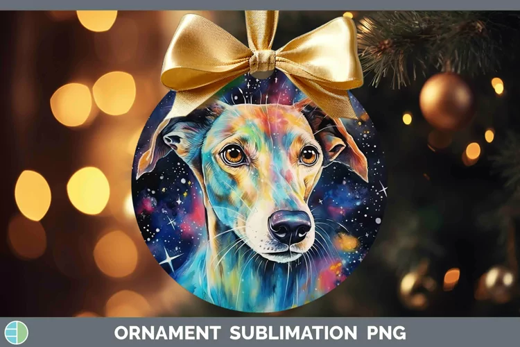 Galaxy Dog Greyhound Ornament Sublimation Bauble Designs