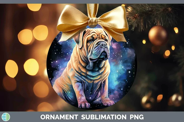 Galaxy Dog Shar Pei Ornament Sublimation Bauble Designs