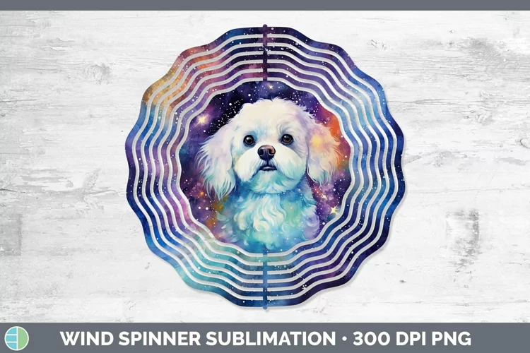 Galaxy Dog Bichon Frise Wind Spinner Sublimation Spinner Des