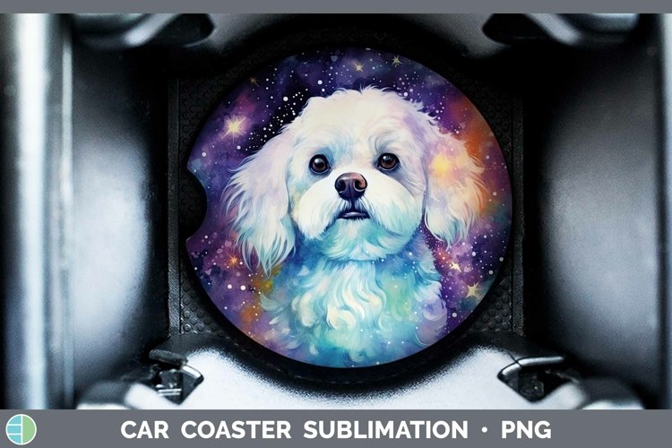 Galaxy Dog Bichon Frise Car Coaster Sublimation Coaster Desi example image 1