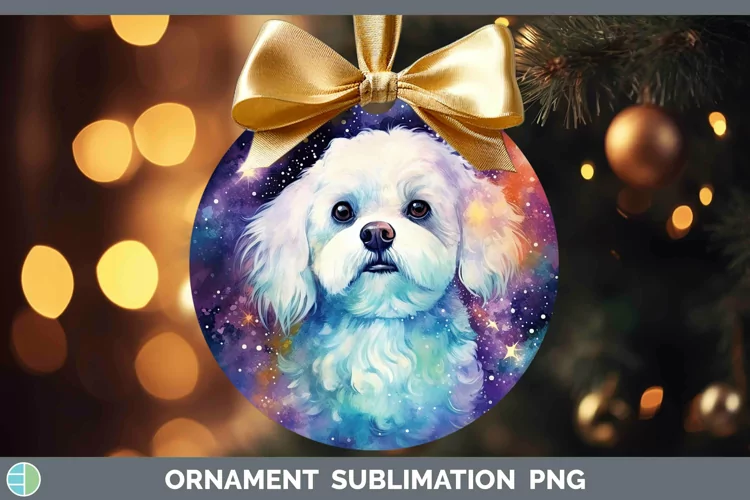 Galaxy Dog Bichon Frise Ornament Sublimation Bauble Designs