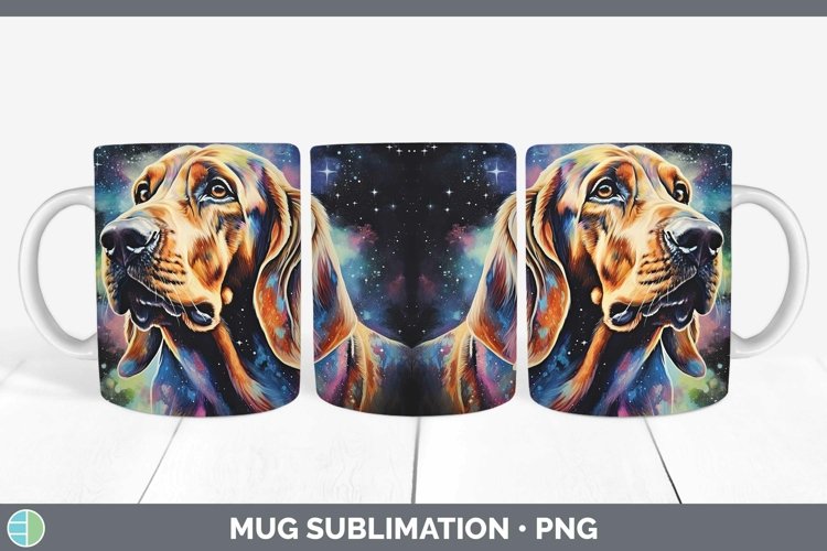 Galaxy Dog Bloodhound Mug Wrap Sublimation Coffee Cup Design example image 1