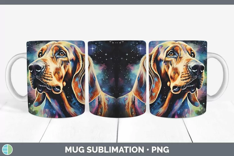 Galaxy Dog Bloodhound Mug Wrap Sublimation Coffee Cup Design
