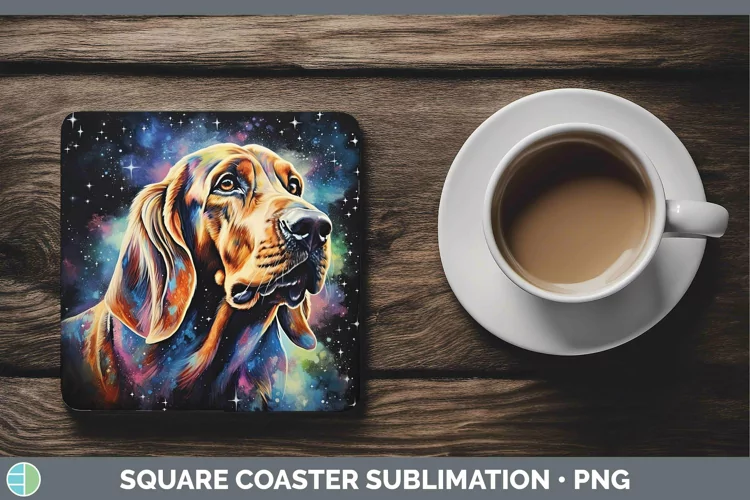Galaxy Dog Bloodhound Square Coaster Sublimation Coaster Des