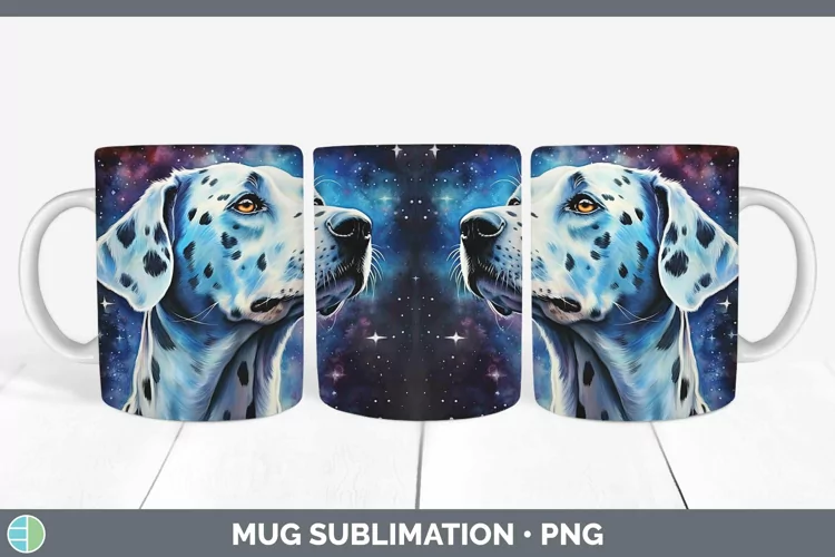Galaxy Dog Dalmatian Mug Wrap Sublimation Coffee Cup Designs