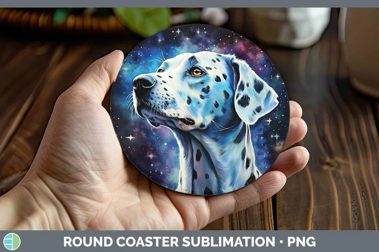 Galaxy Dog Dalmatian Round Coaster Sublimation Coaster Desig