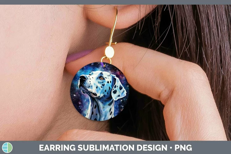 Galaxy Dog Dalmatian Round Earrings Sublimation Earrings Des