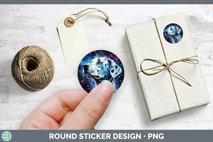 Galaxy Dog Dalmatian Stickers | Round Labels Designs