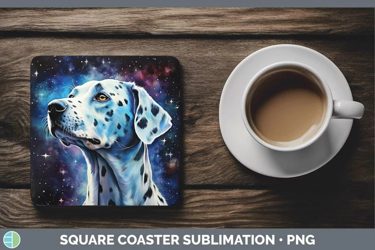 Galaxy Dog Dalmatian Square Coaster Sublimation Coaster Desi