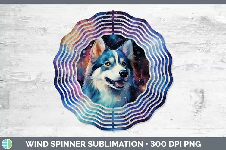 Galaxy Dog Husky Wind Spinner Sublimation Spinner Designs