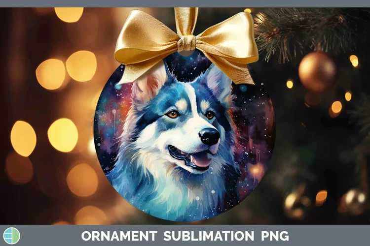 Galaxy Dog Husky Ornament Sublimation Bauble Designs
