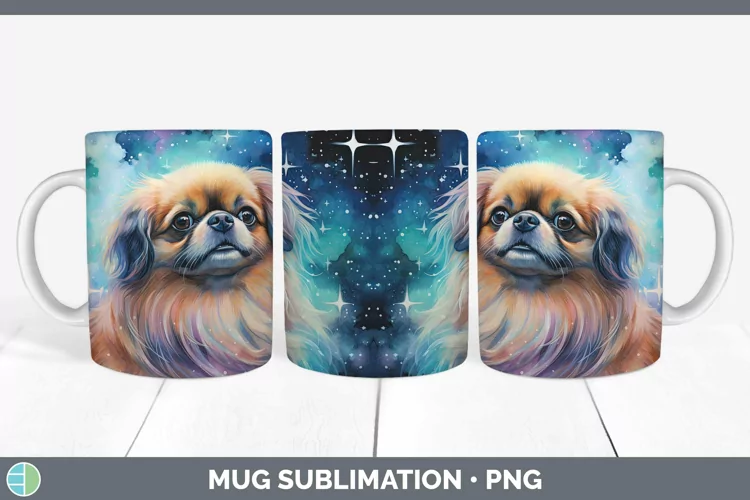 Galaxy Dog Pekingese Mug Wrap Sublimation Coffee Cup Designs