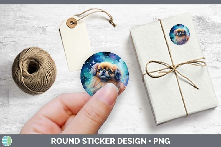 Galaxy Dog Pekingese Stickers | Round Labels Designs example image 1