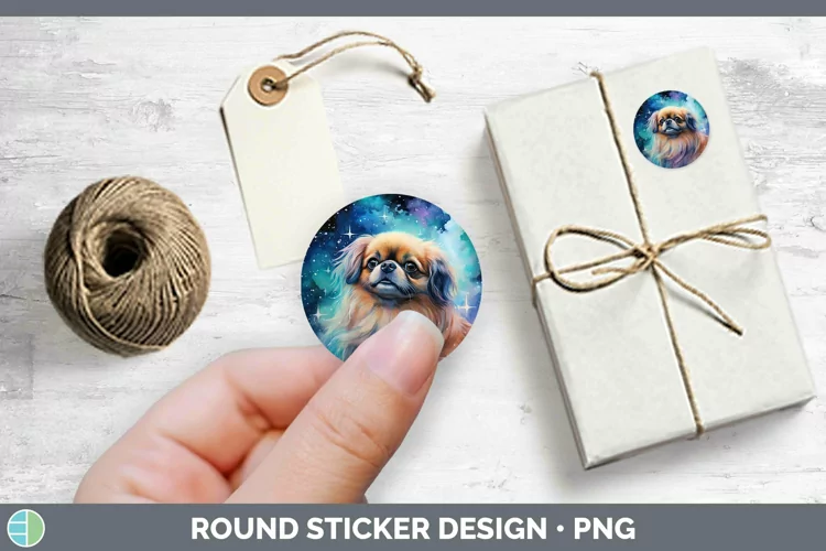 Galaxy Dog Pekingese Stickers | Round Labels Designs