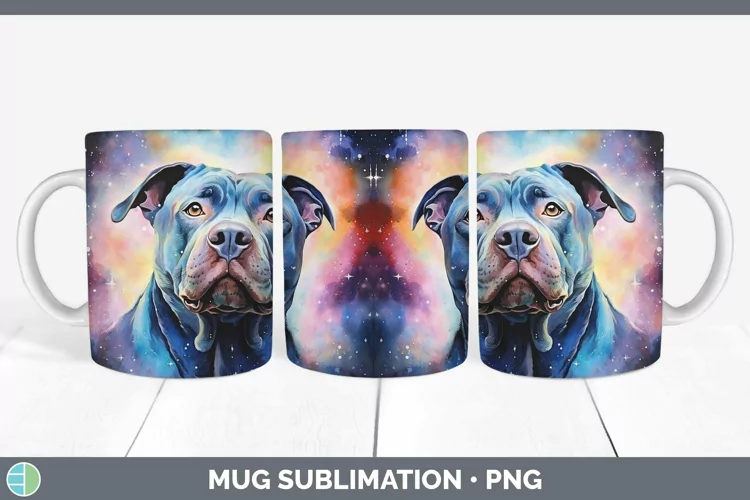 Galaxy Dog Pit Bull Mug Wrap Sublimation Coffee Cup Designs