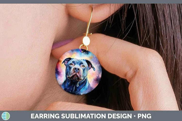 Galaxy Dog Pit Bull Round Earrings Sublimation Earrings Desi