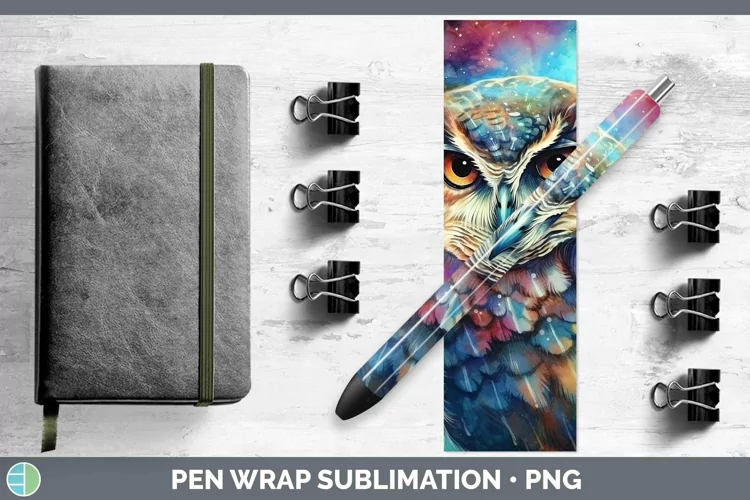 Galaxy Owl Pen Wrap Sublimation Epoxy Pen Designs