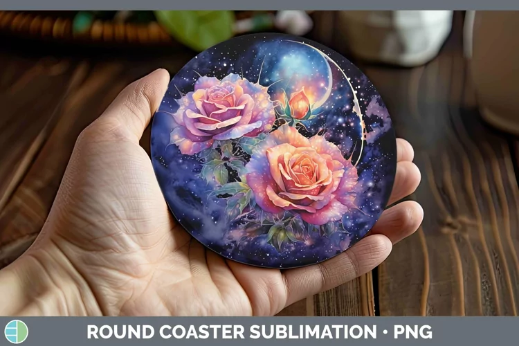 Galaxy Rose Round Coaster Sublimation Coaster Designs